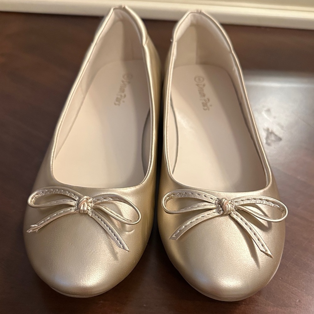 Dream Pairs Gold Bow Flats